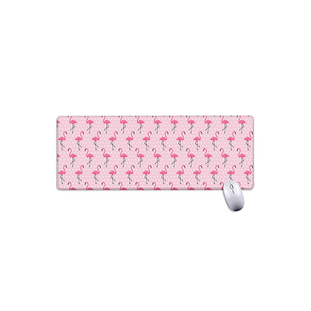 Pink Polka Dot Flamingo Pattern Print Extended Mouse Pad