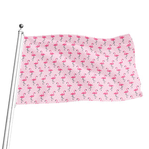 Pink Polka Dot Flamingo Pattern Print Flag