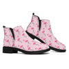 Pink Polka Dot Flamingo Pattern Print Flat Ankle Boots