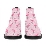 Pink Polka Dot Flamingo Pattern Print Flat Ankle Boots