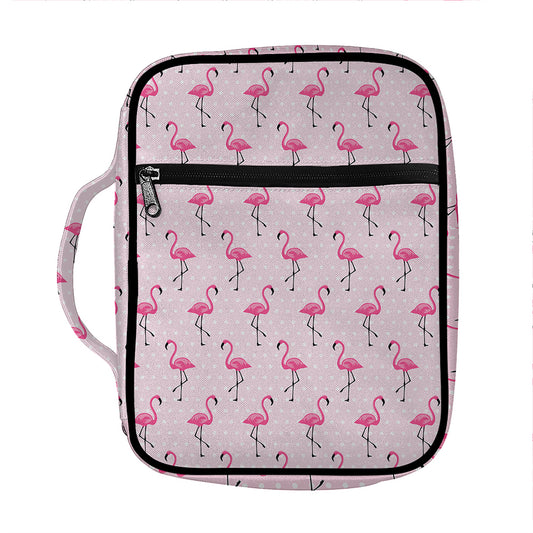 Pink Polka Dot Flamingo Pattern Print Front Pocket Bible Bag