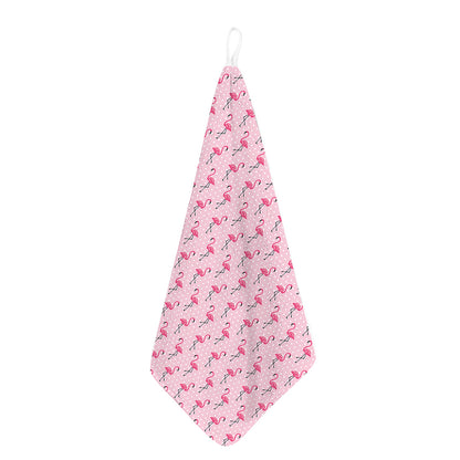 Pink Polka Dot Flamingo Pattern Print Hand Towel
