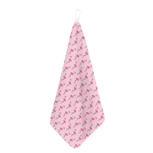 Pink Polka Dot Flamingo Pattern Print Hand Towel