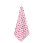 Pink Polka Dot Flamingo Pattern Print Hand Towel