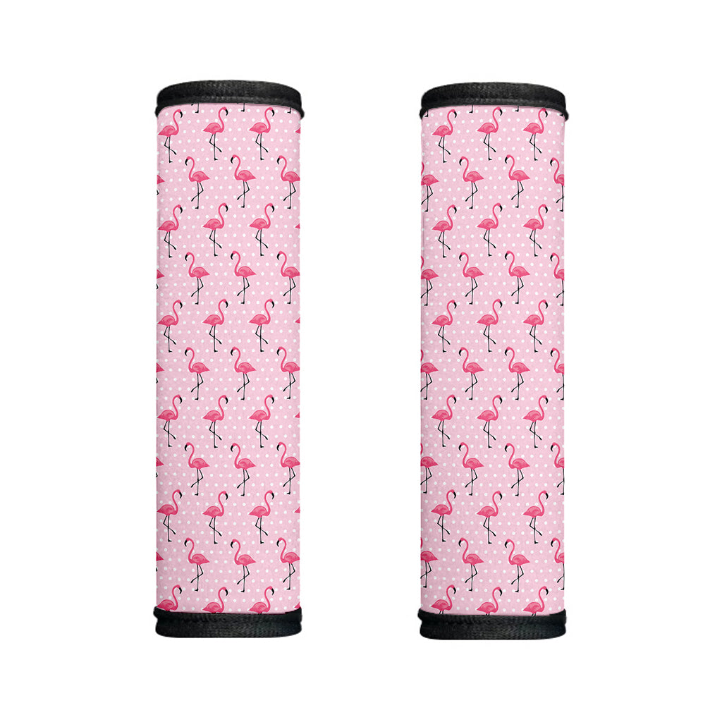 Pink Polka Dot Flamingo Pattern Print Handle Covers