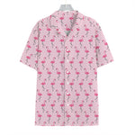 Pink Polka Dot Flamingo Pattern Print Hawaiian Shirt
