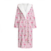 Pink Polka Dot Flamingo Pattern Print Hooded Bathrobe