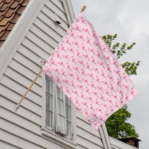 Pink Polka Dot Flamingo Pattern Print House Flag