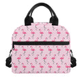Pink Polka Dot Flamingo Pattern Print Insulated Lunch Bag