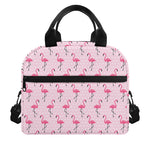Pink Polka Dot Flamingo Pattern Print Insulated Lunch Bag
