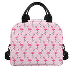 Pink Polka Dot Flamingo Pattern Print Insulated Lunch Bag