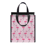 Pink Polka Dot Flamingo Pattern Print Insulated Lunch Tote