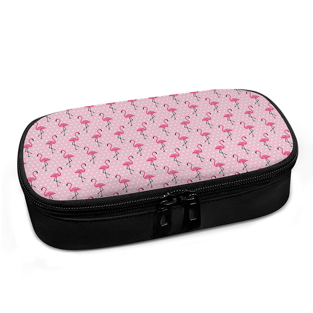 Pink Polka Dot Flamingo Pattern Print Insulin Cooler Travel Case