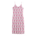 Pink Polka Dot Flamingo Pattern Print Jersey Midi Cami Dress