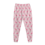 Pink Polka Dot Flamingo Pattern Print Jogger Pants