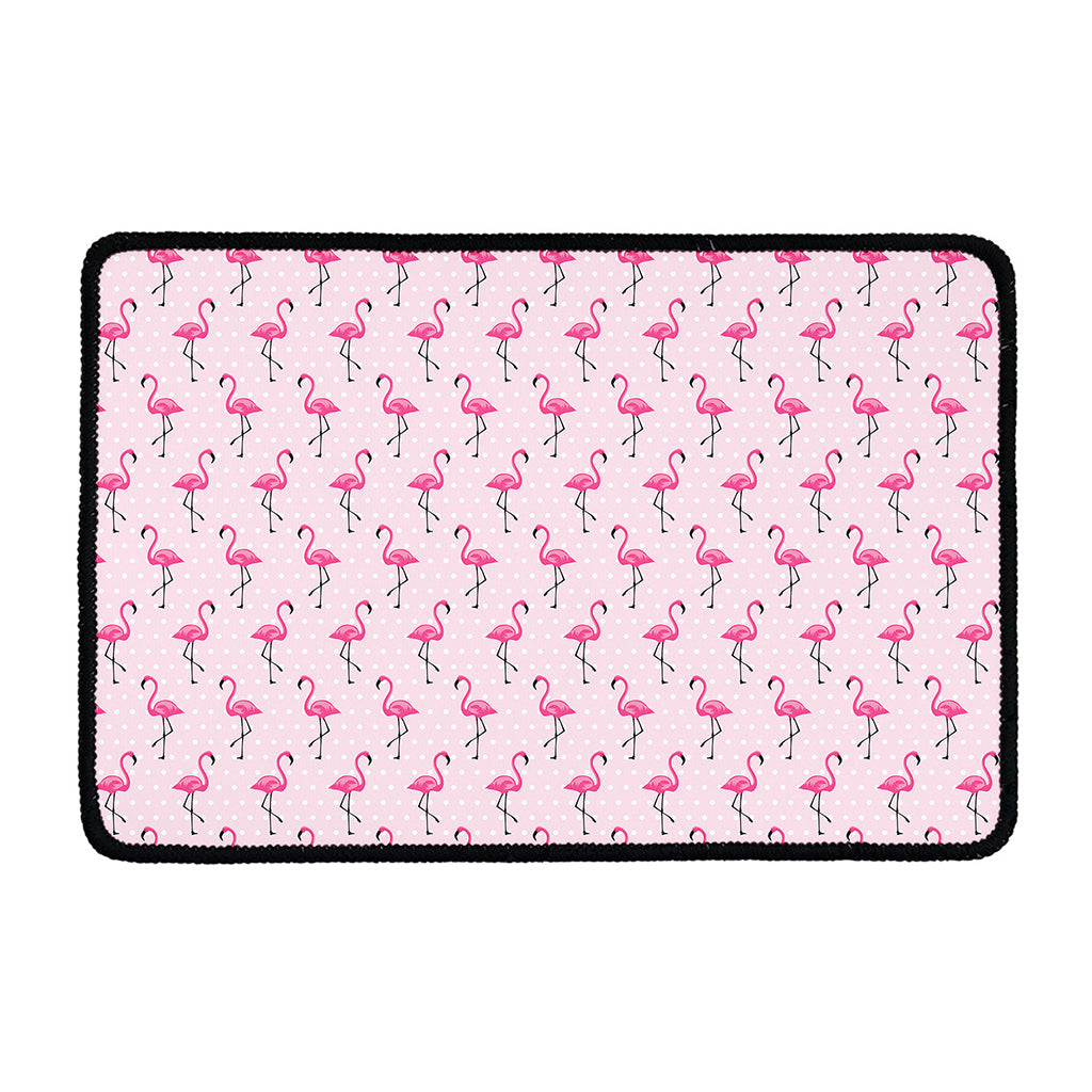 Pink Polka Dot Flamingo Pattern Print Kitchen Mat