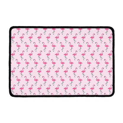 Pink Polka Dot Flamingo Pattern Print Kitchen Mat