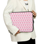 Pink Polka Dot Flamingo Pattern Print Laptop Sleeve