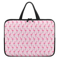 Pink Polka Dot Flamingo Pattern Print Laptop Sleeve With Handle