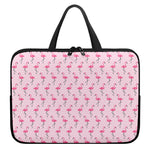 Pink Polka Dot Flamingo Pattern Print Laptop Sleeve With Handle
