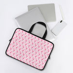Pink Polka Dot Flamingo Pattern Print Laptop Sleeve With Handle