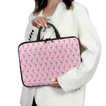 Pink Polka Dot Flamingo Pattern Print Laptop Sleeve With Handle