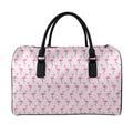 Pink Polka Dot Flamingo Pattern Print Leather Duffel Bag