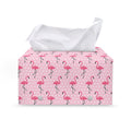 Pink Polka Dot Flamingo Pattern Print Leather Tissue Box Cover