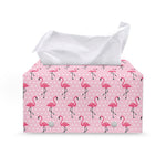 Pink Polka Dot Flamingo Pattern Print Leather Tissue Box Cover