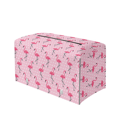 Pink Polka Dot Flamingo Pattern Print Leather Tissue Box Cover