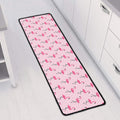 Pink Polka Dot Flamingo Pattern Print Long Kitchen Mat