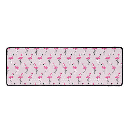 Pink Polka Dot Flamingo Pattern Print Long Kitchen Mat