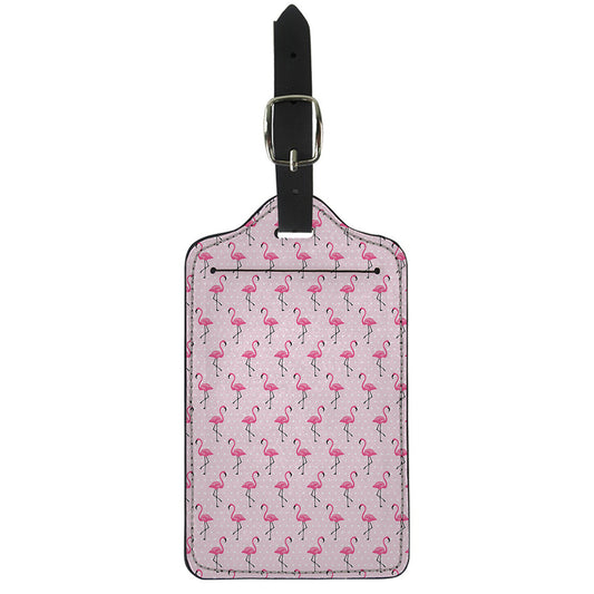 Pink Polka Dot Flamingo Pattern Print Luggage Tag