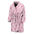 Pink Polka Dot Flamingo Pattern Print Men's Bathrobe