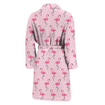 Pink Polka Dot Flamingo Pattern Print Men's Bathrobe