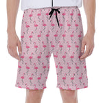 Pink Polka Dot Flamingo Pattern Print Men's Beach Shorts