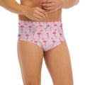 Pink Polka Dot Flamingo Pattern Print Men's Briefs