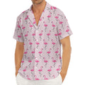Pink Polka Dot Flamingo Pattern Print Men's Deep V-Neck Shirt