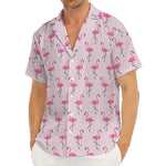 Pink Polka Dot Flamingo Pattern Print Men's Deep V-Neck Shirt