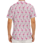 Pink Polka Dot Flamingo Pattern Print Men's Deep V-Neck Shirt