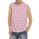 Pink Polka Dot Flamingo Pattern Print Men's Fitness Tank Top