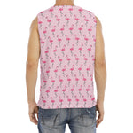 Pink Polka Dot Flamingo Pattern Print Men's Fitness Tank Top