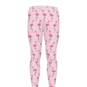 Pink Polka Dot Flamingo Pattern Print Men's leggings