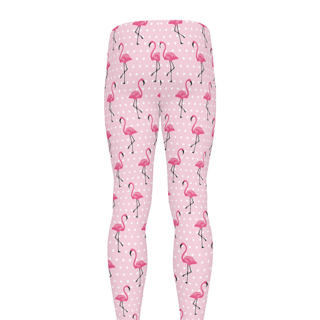 Pink Polka Dot Flamingo Pattern Print Men's leggings