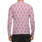 Pink Polka Dot Flamingo Pattern Print Men's Long Sleeve Rash Guard