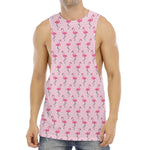 Pink Polka Dot Flamingo Pattern Print Men's Muscle Tank Top