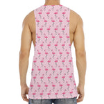 Pink Polka Dot Flamingo Pattern Print Men's Muscle Tank Top