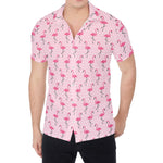 Pink Polka Dot Flamingo Pattern Print Men's Shirt