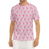 Pink Polka Dot Flamingo Pattern Print Men's Short Sleeve Rash Guard