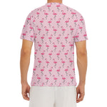 Pink Polka Dot Flamingo Pattern Print Men's Short Sleeve Rash Guard